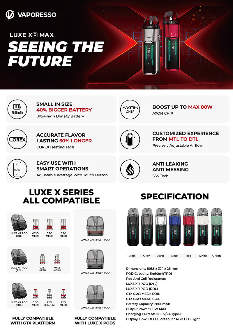 Vaporesso LUXE XR MAX Pod Kit vendita online Svizzera – Fantasi